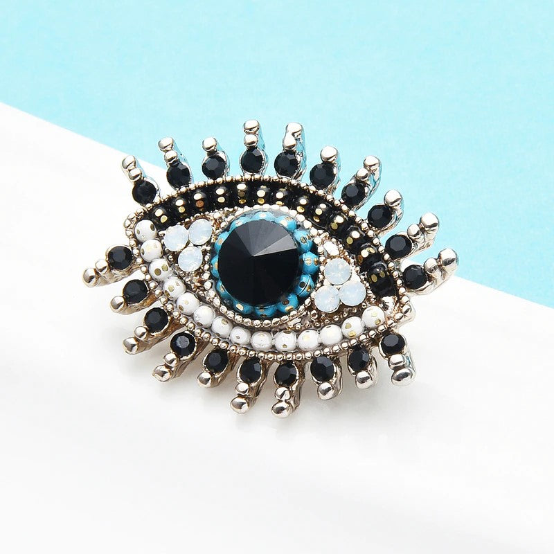 View 2: Eye Lapel Pin with Black Stones