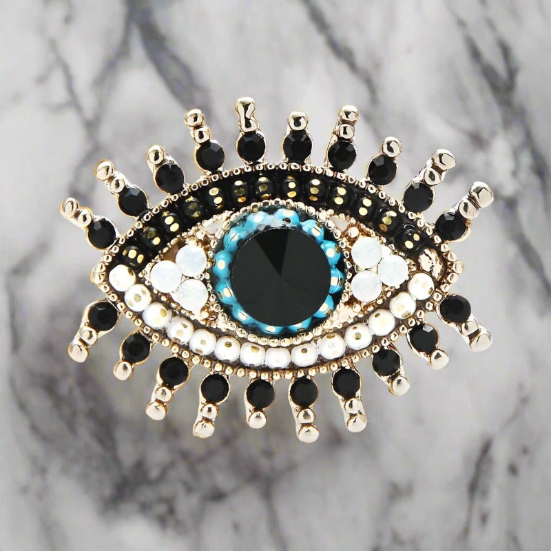 Eye Lapel Pin with Black Stones