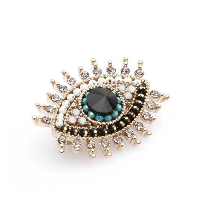 Eye Lapel Pin with Clear Stones View 2