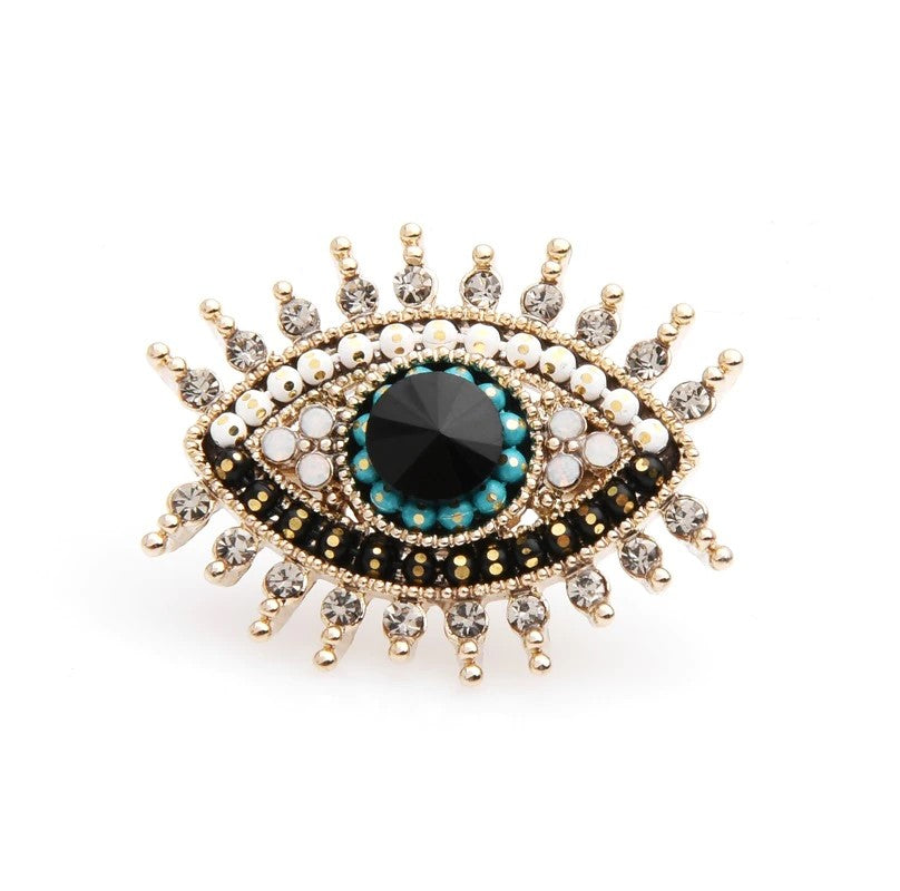 Eye Lapel Pin with Clear Stones