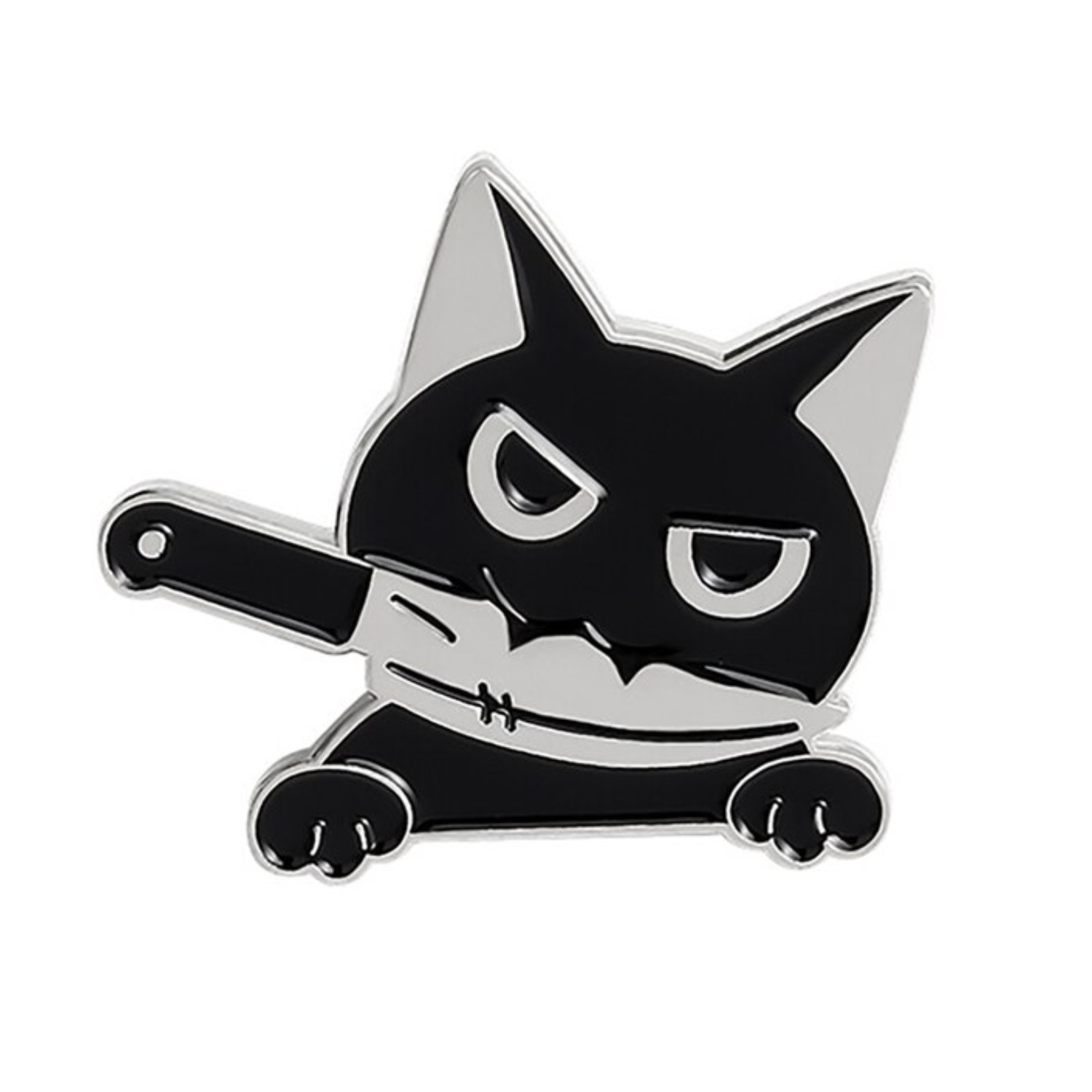 Frowning Knife Cat Lapel Pin