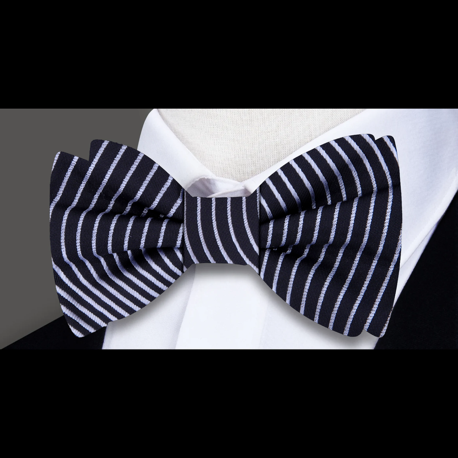 Black, Light Grey Abstract Waves Bow Tie 