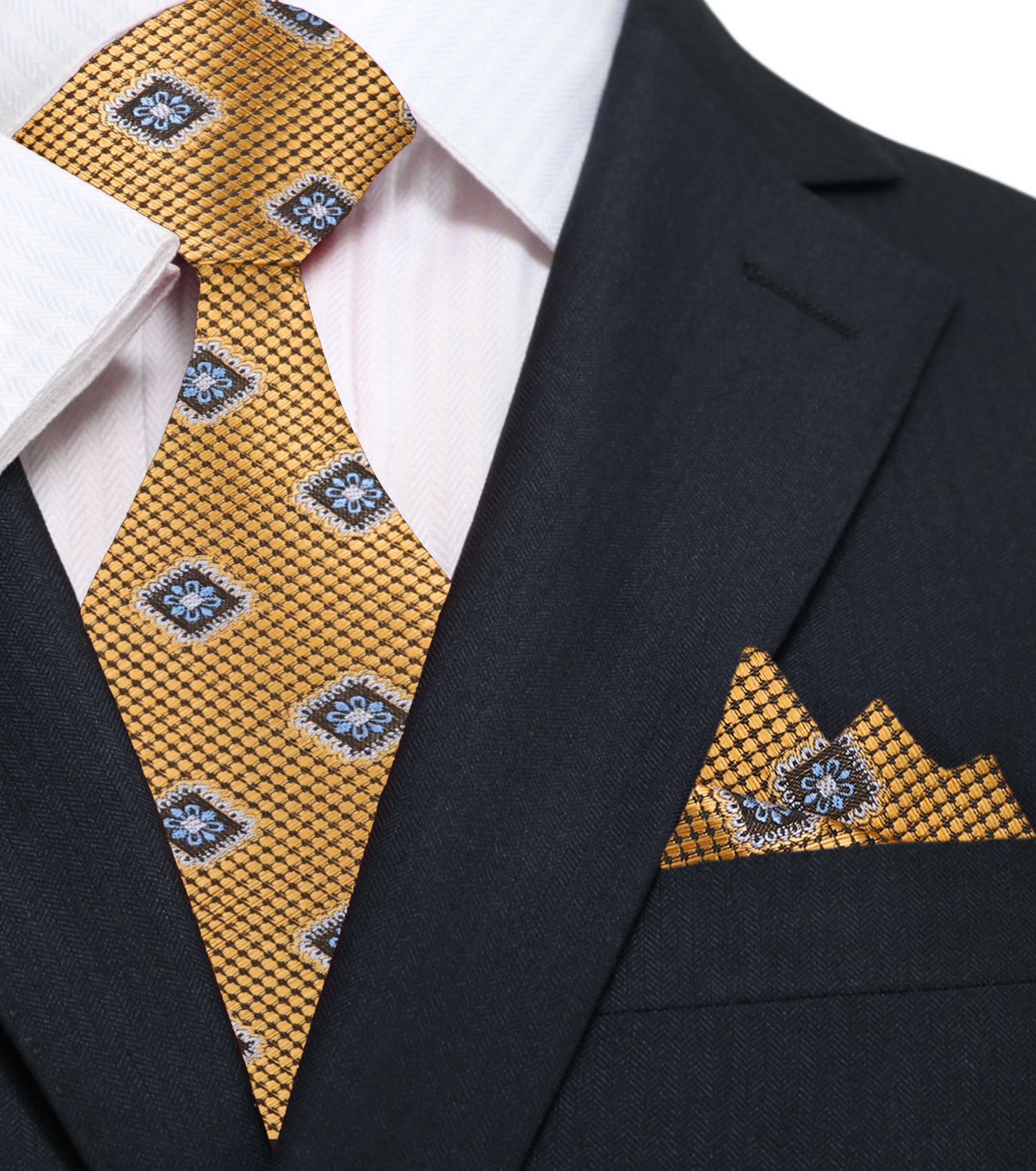 Gold Medallions Necktie and Square