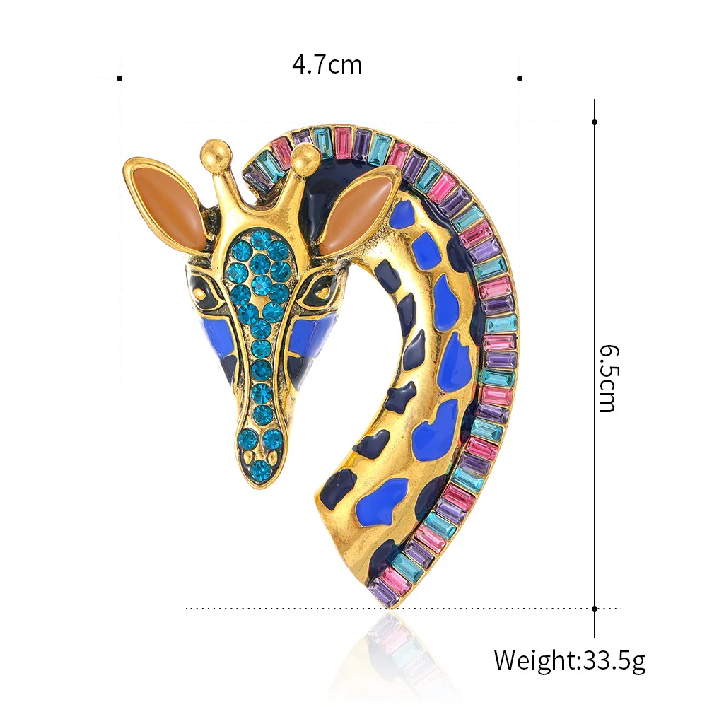 Gold Colored with Blue Giraffe Head Lapel Pin Dimensions