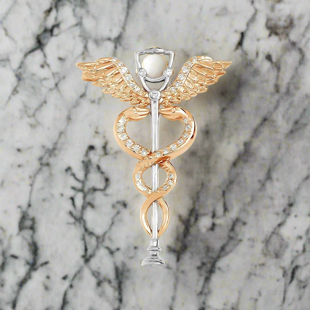 Gold Chrome Caduceus Lapel Pin