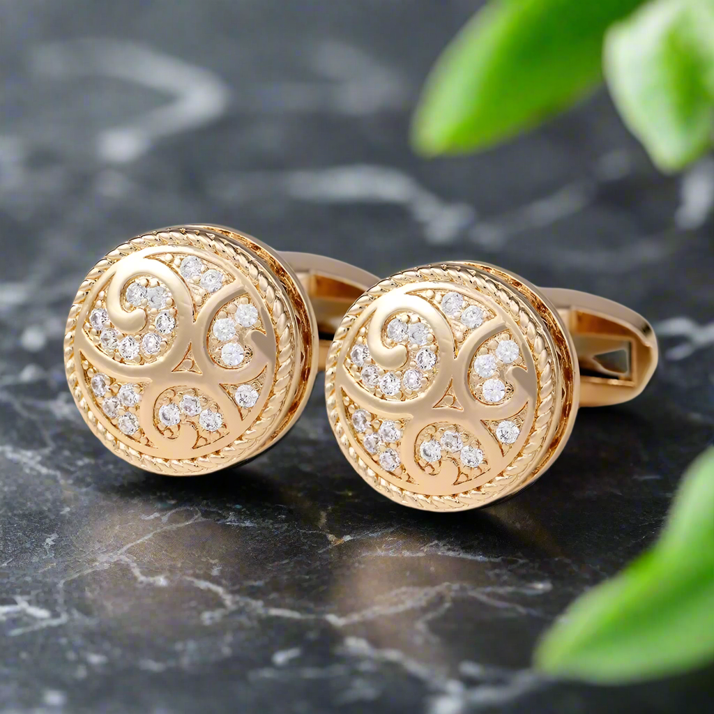 Gold Color Circle Cufflinks