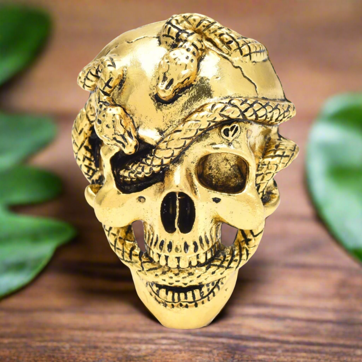 Gold Colored Skull and Snake Lapel Pin