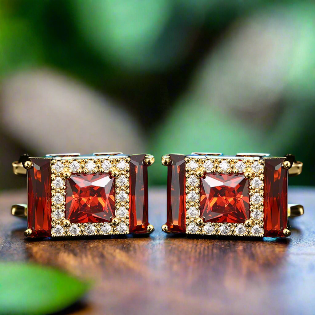 Gold Red Cufflinks Nice