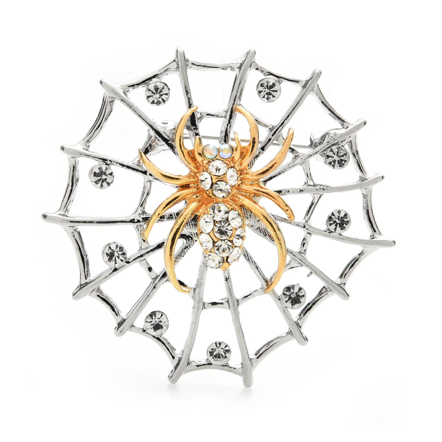 Silver Spider Web with Gold Spider Lapel Pin