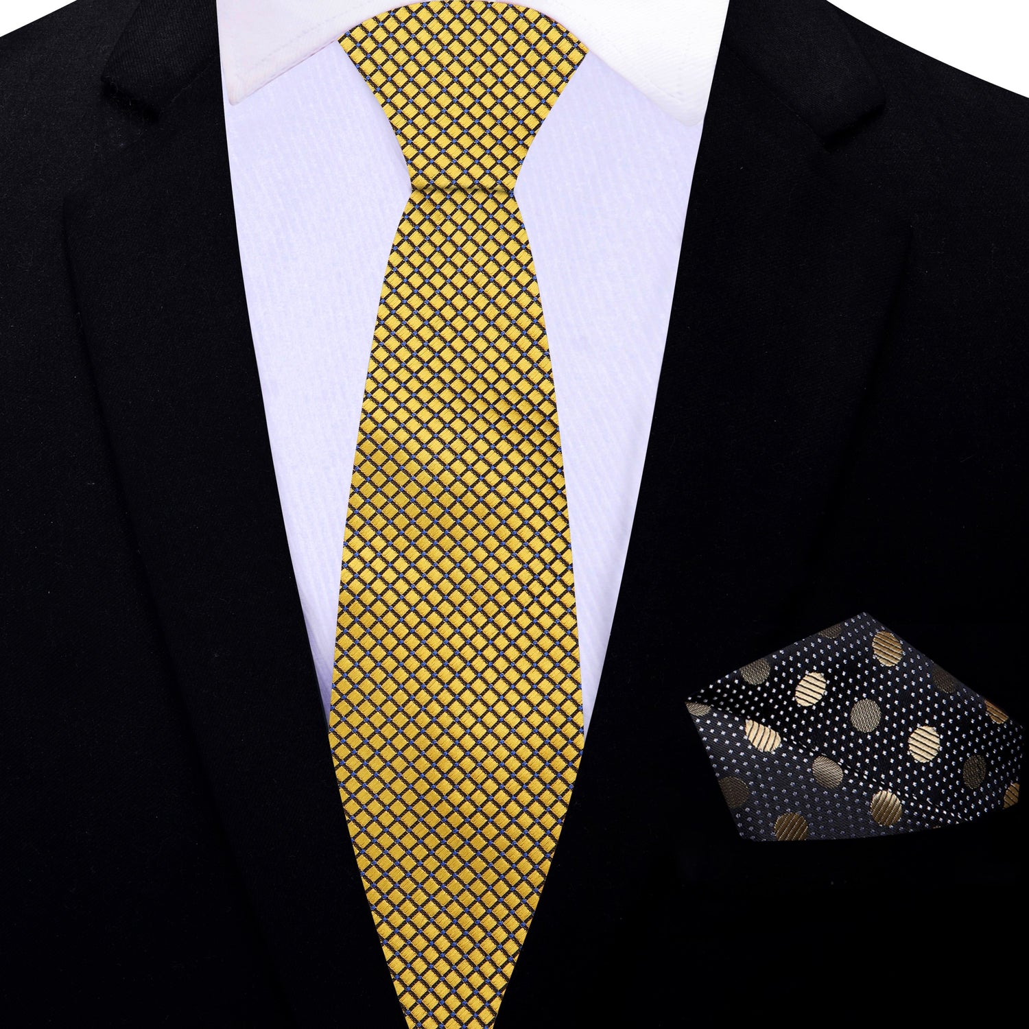 Thin Tie: Gold Geometric Tie and Accenting Square