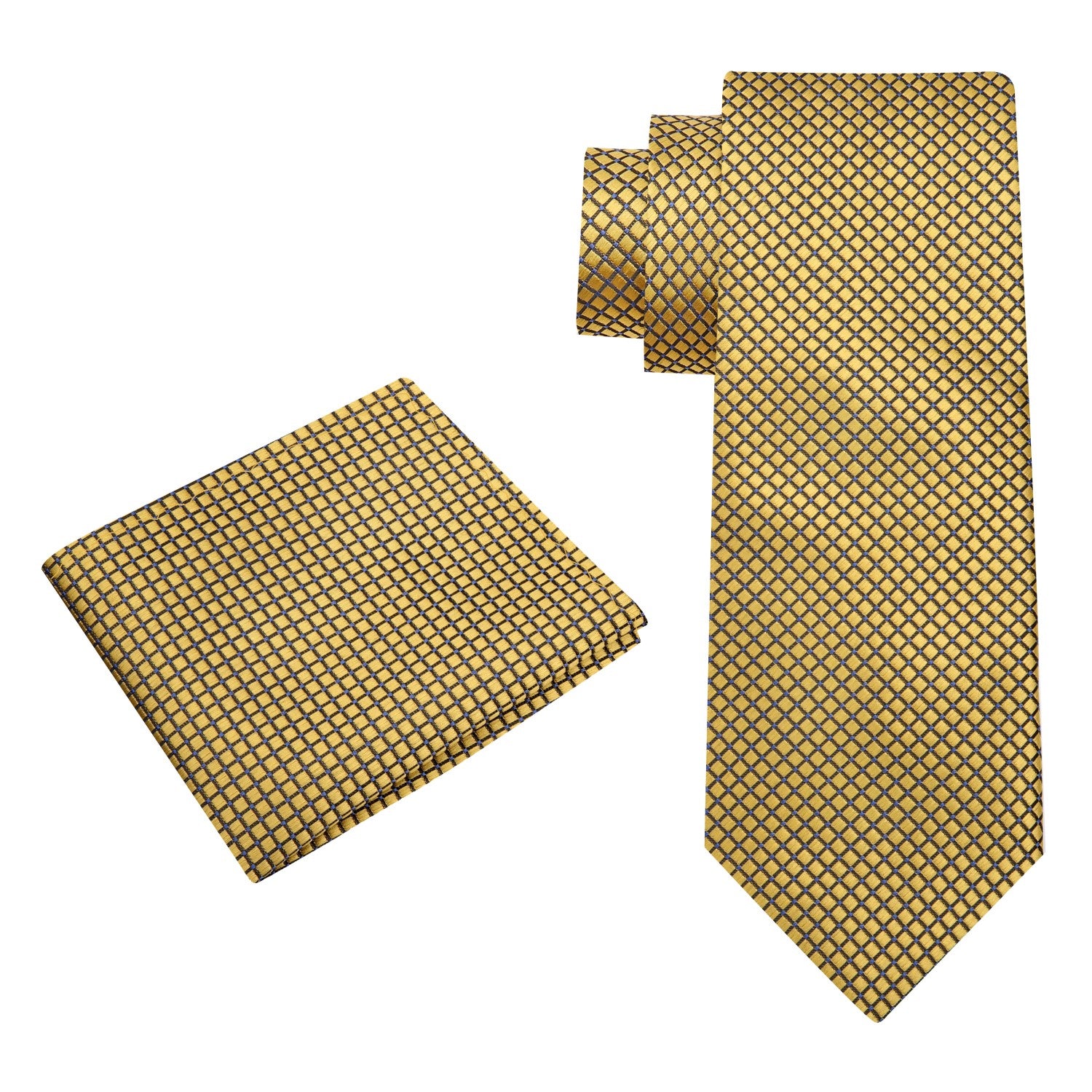 View 2: Gold Geometric Tie and Square