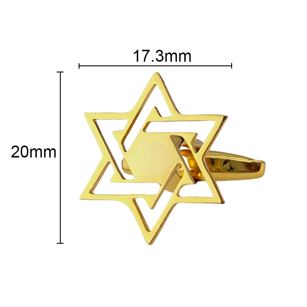 Dimensions: Gold Color Star of David Cufflinks