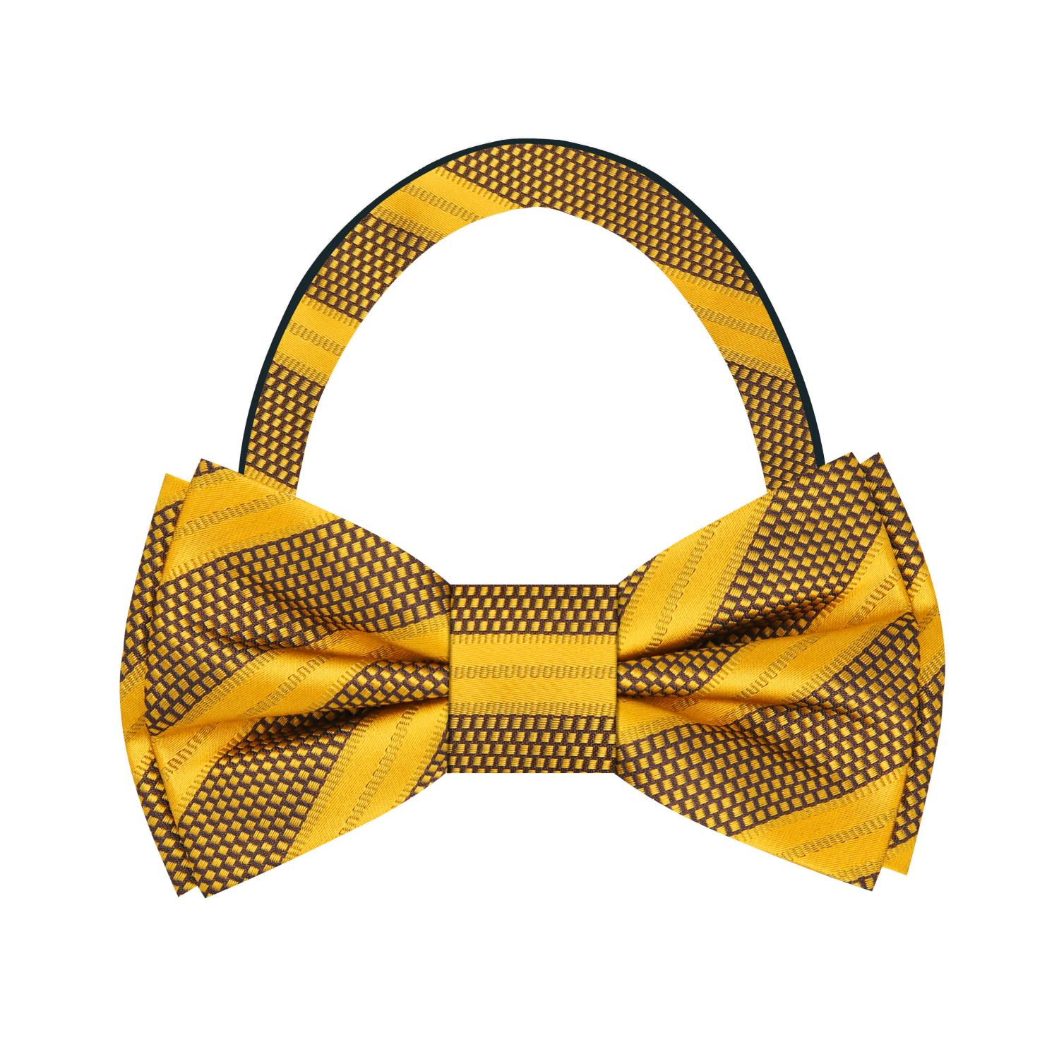 Main View: Yellow Brown Stripe Bow Tie Pre Tied