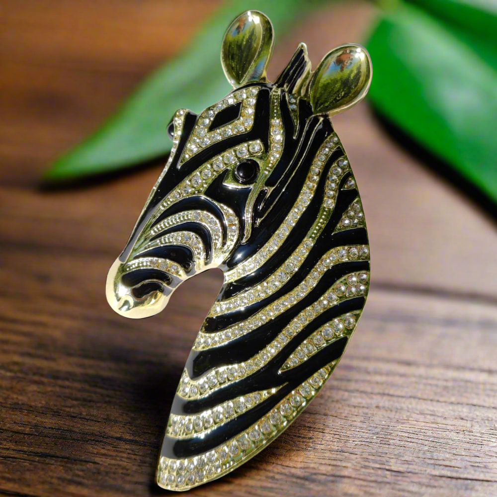 View 2: Pale Gold Zebra Lapel Pin