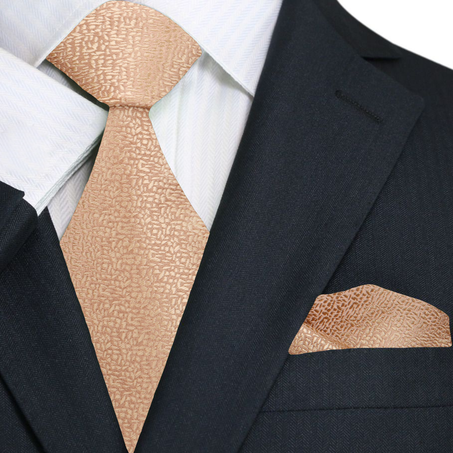 Gold Textured Necktie and Square