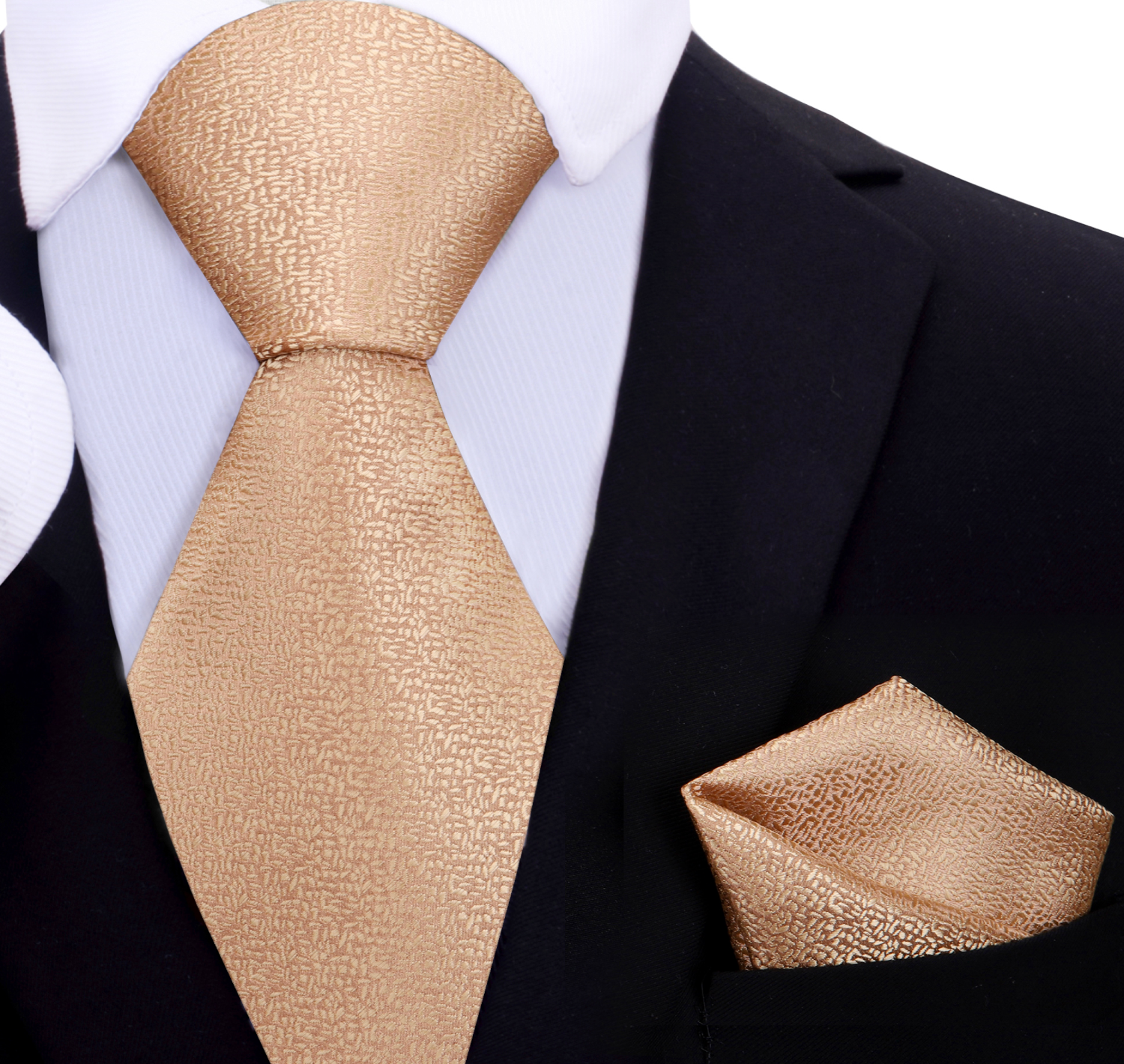 Main Gold Textured Necktie and Square