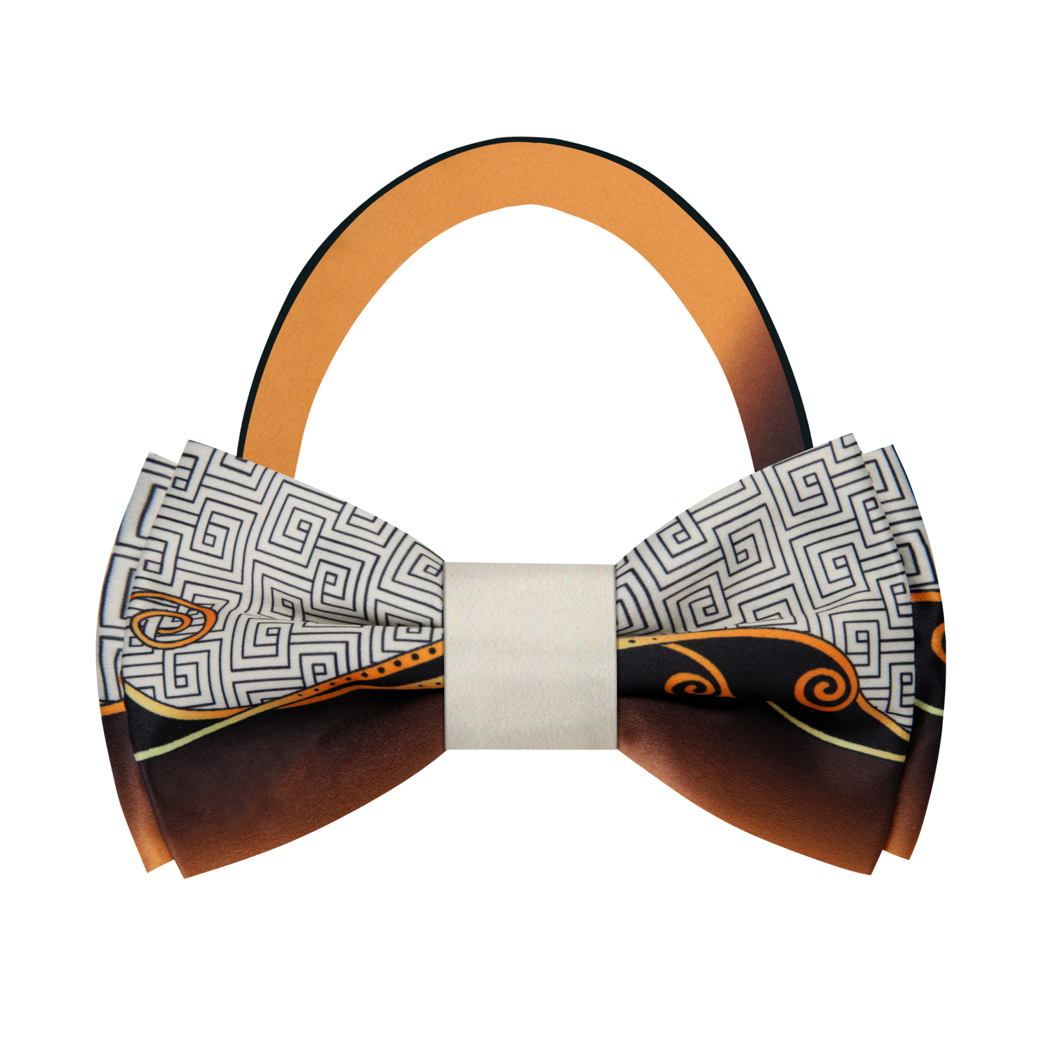 Brown, Gold Abstract Bow Tie Pre Tied