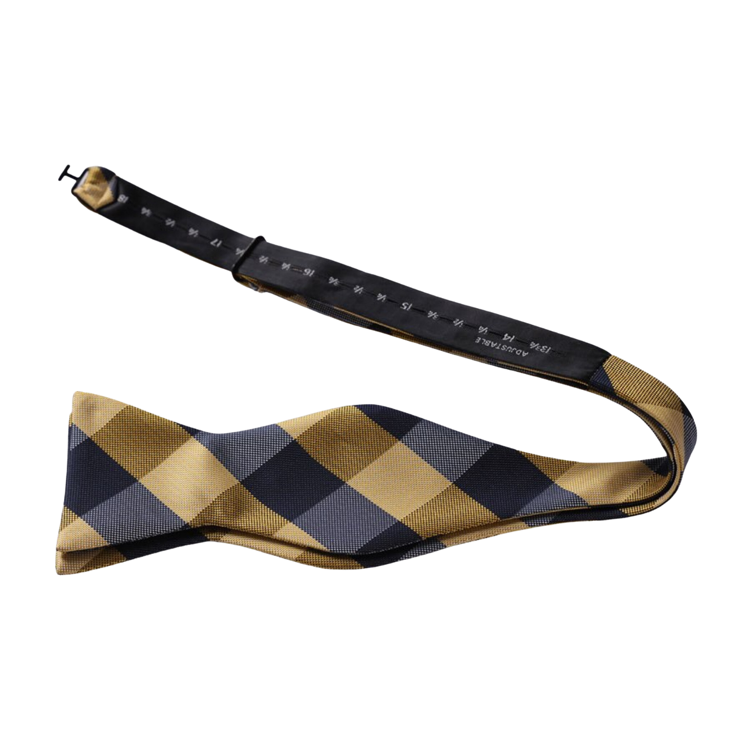 Golden Yellow and Deep Blue Plaid Bow Tie self Tie
