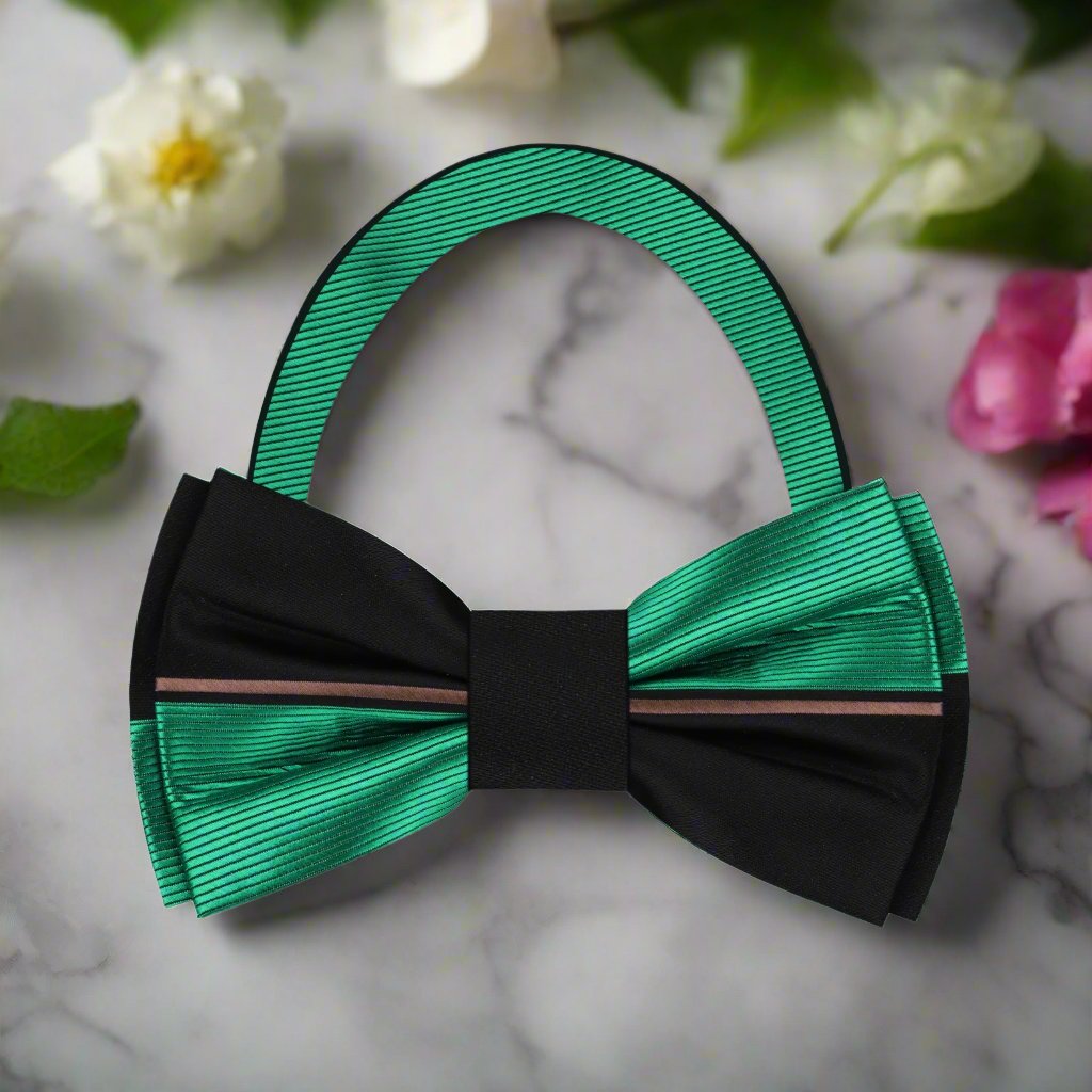 Black Green Omni Bow Tie Pre Tied