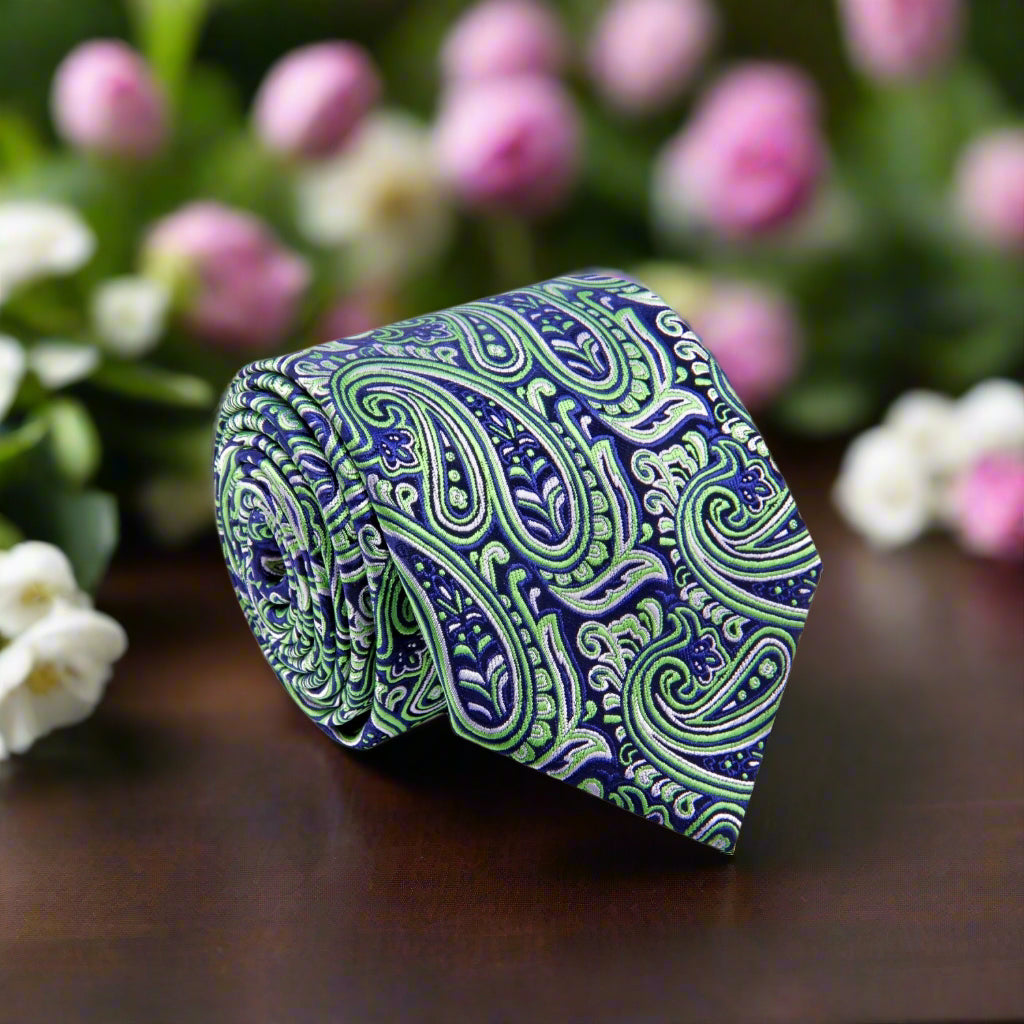 Green Blue Prodigy Paisley Tie  A