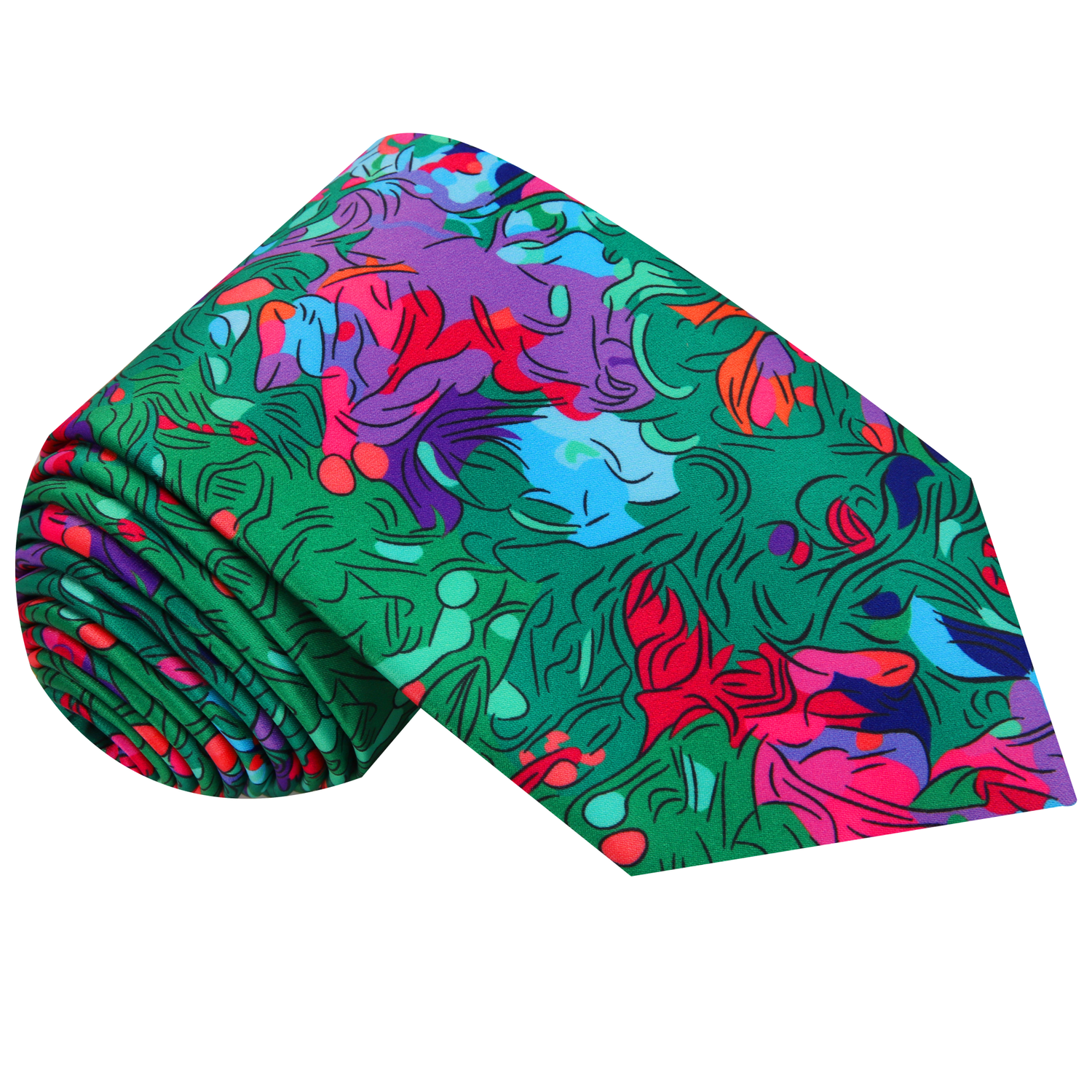Green, Blue, Purple Red Abstract Necktie a 