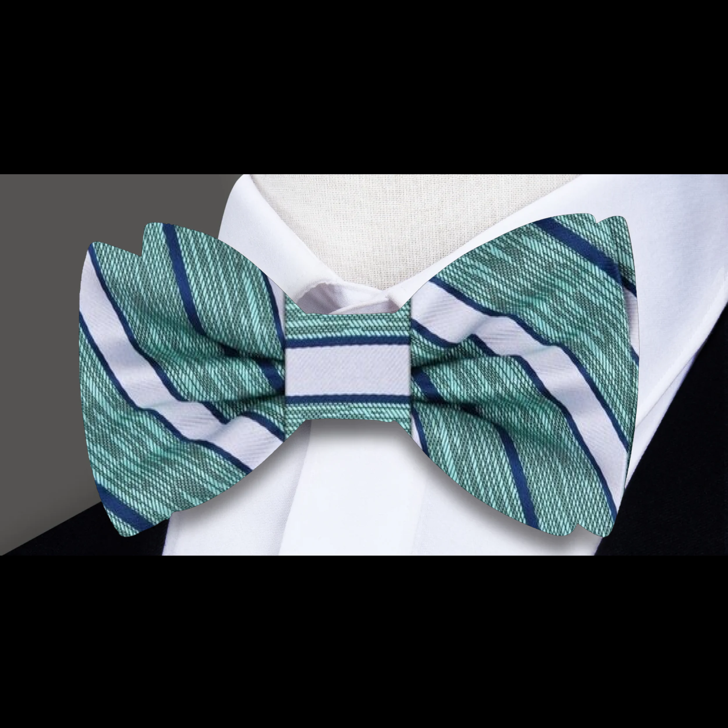 Green, Blue Stripe Bow Tie