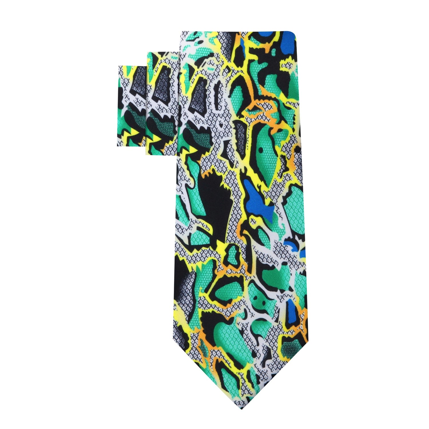 Alt View: Green, Yellow, Blue, Black, Grey Snakeskin Necktie