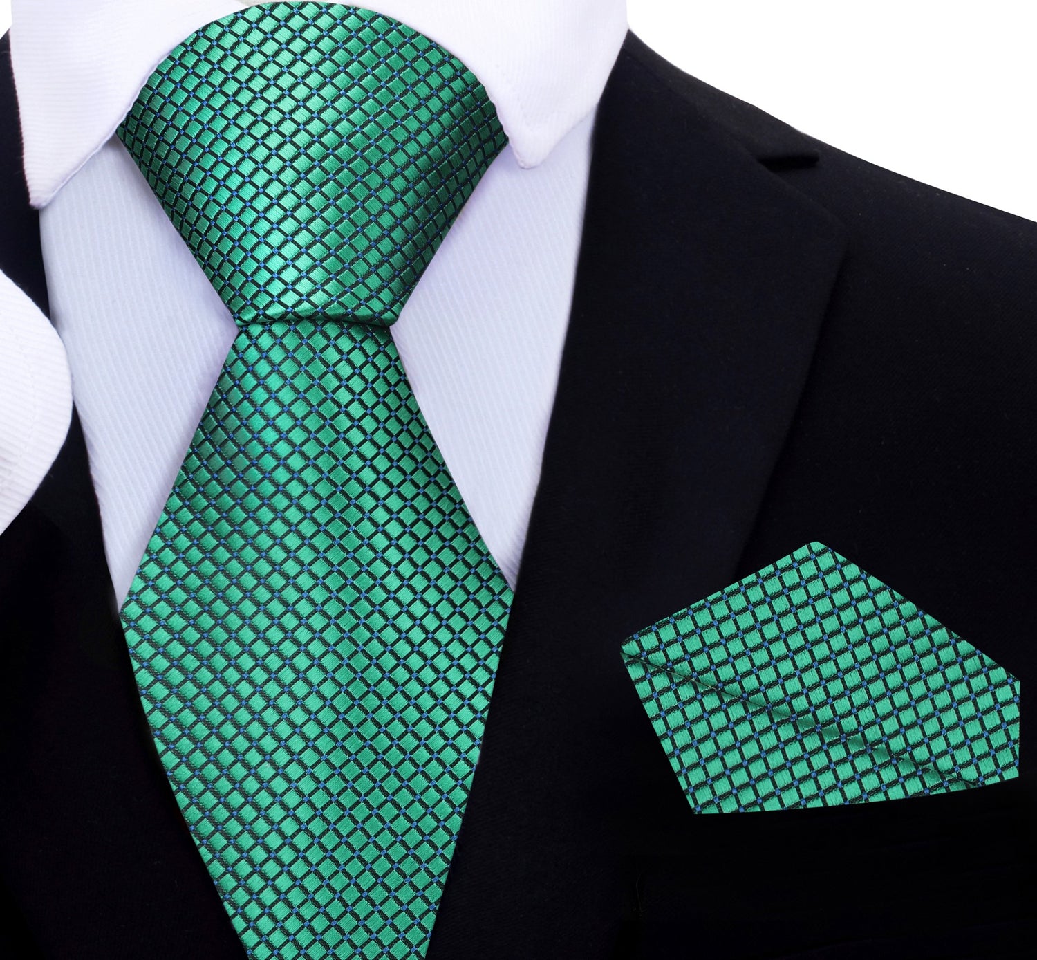 Green Geometric Tie and Square