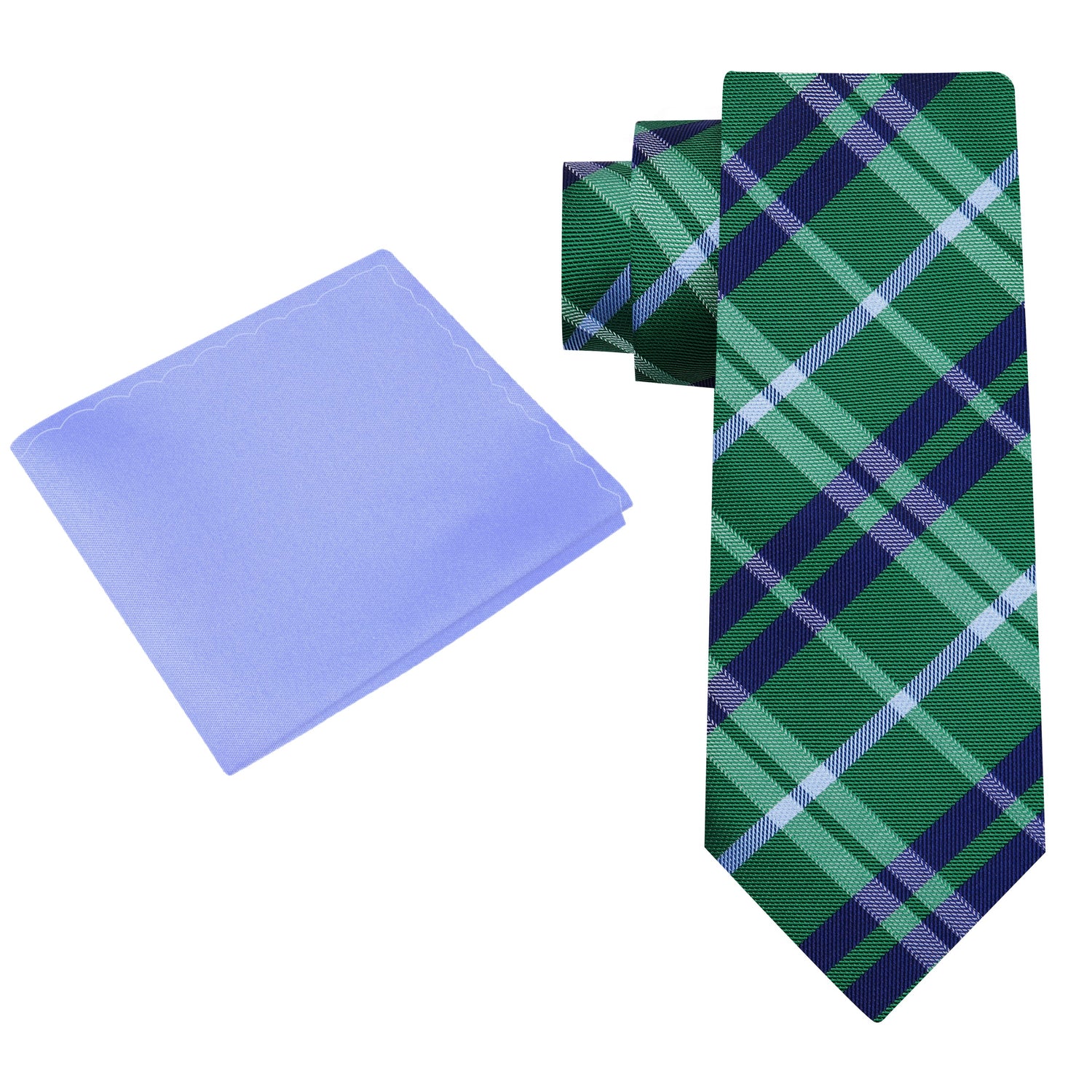 Alt View: Green and Blue Plaid Tie and Accenting Square