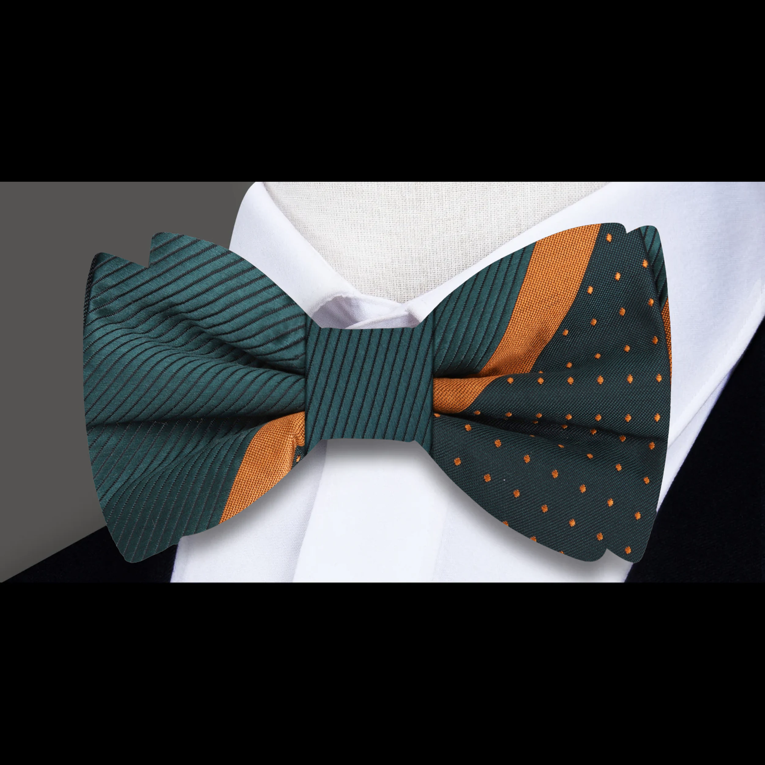 Green, Gold Stripe Bow Tie 