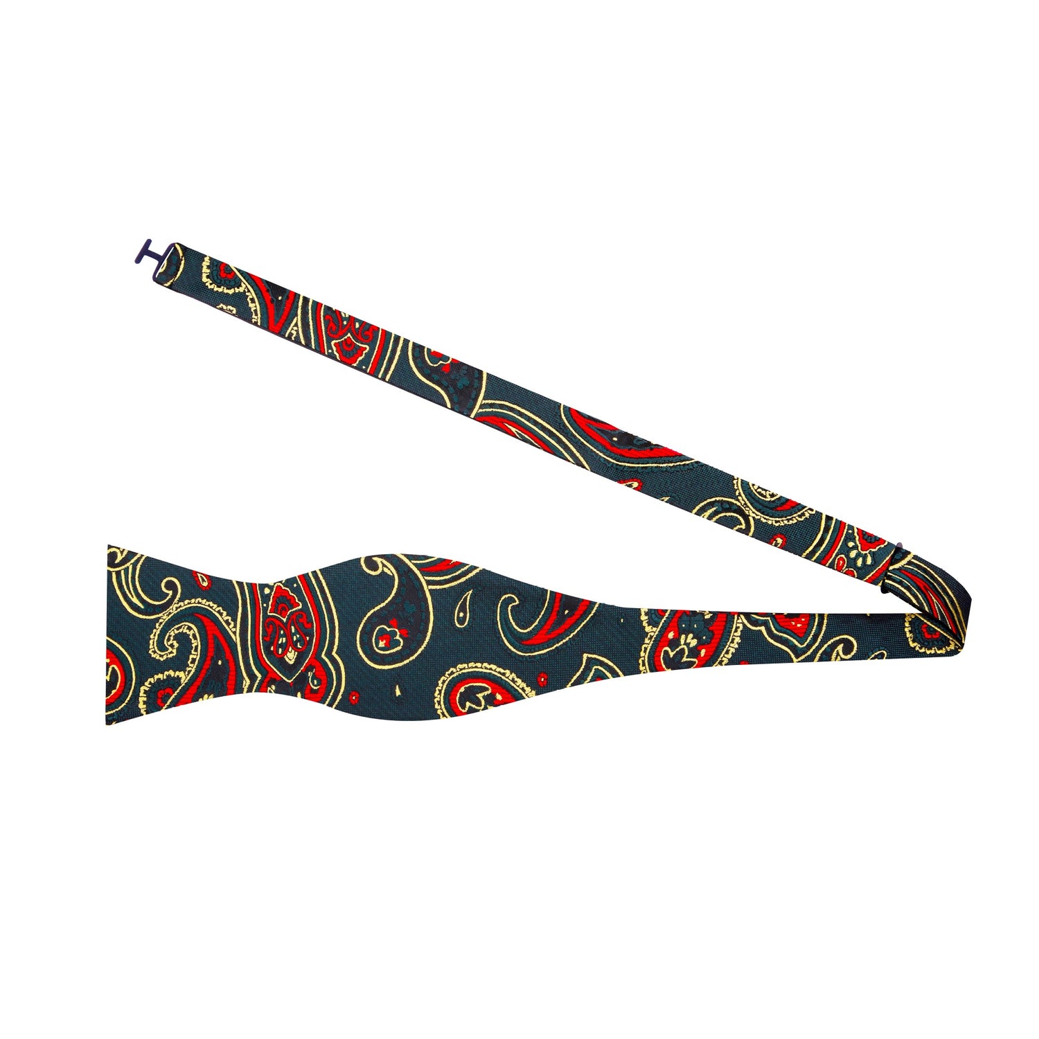 Green, Red, Gold Paisley Bow Tie Self Tie