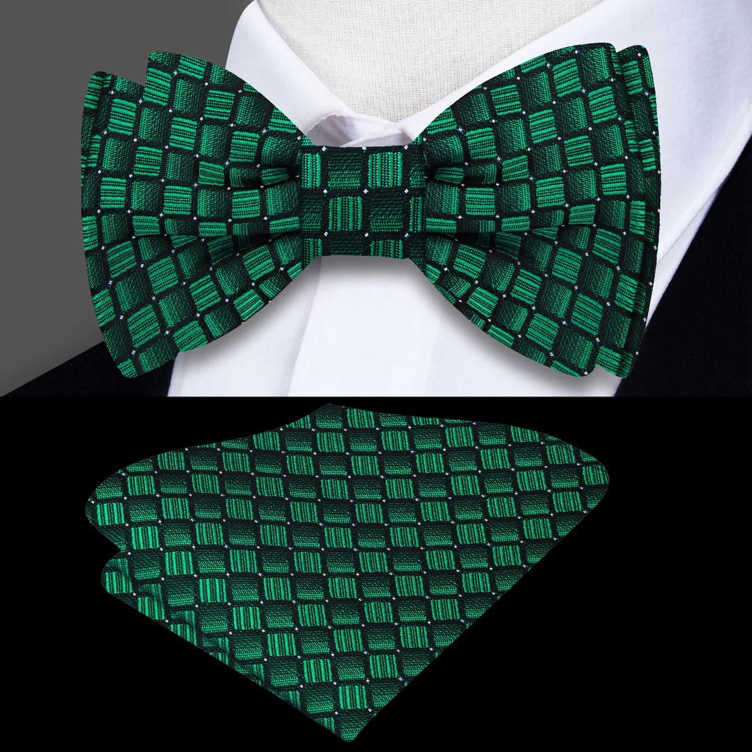 Green Geometric Bow Tie and Square
