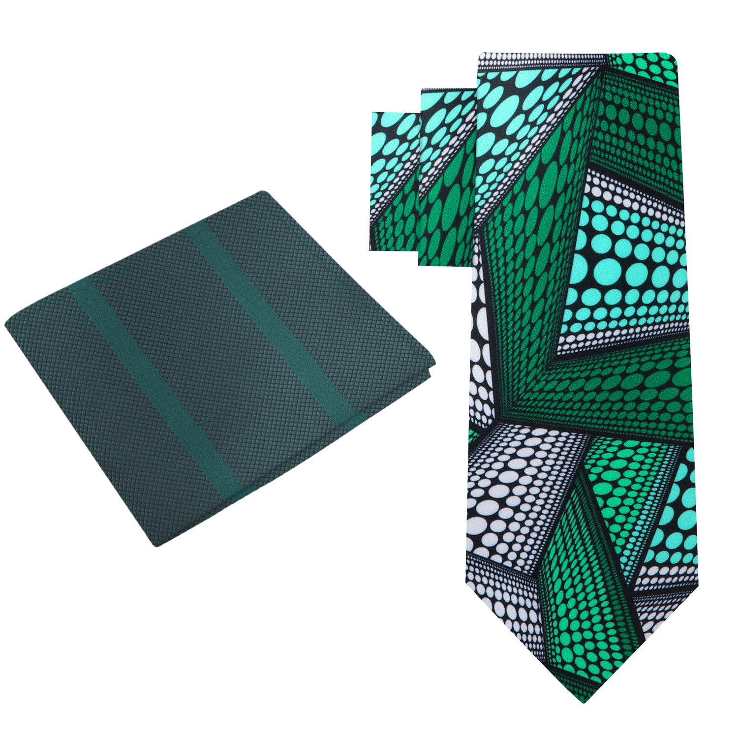 Alt View: Green, Light Blue Abstract Necktie And Green Square