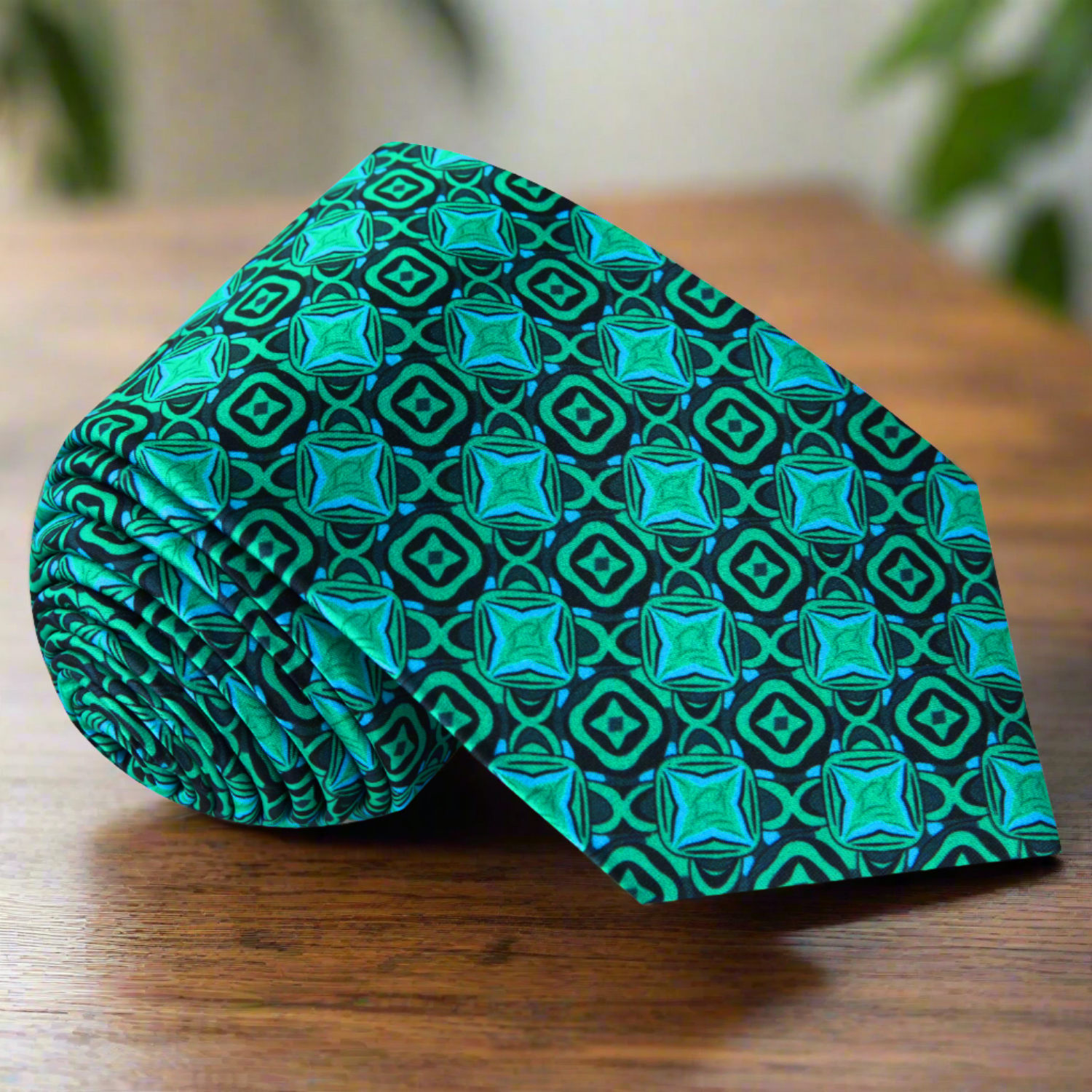 Green Geometric Tie 