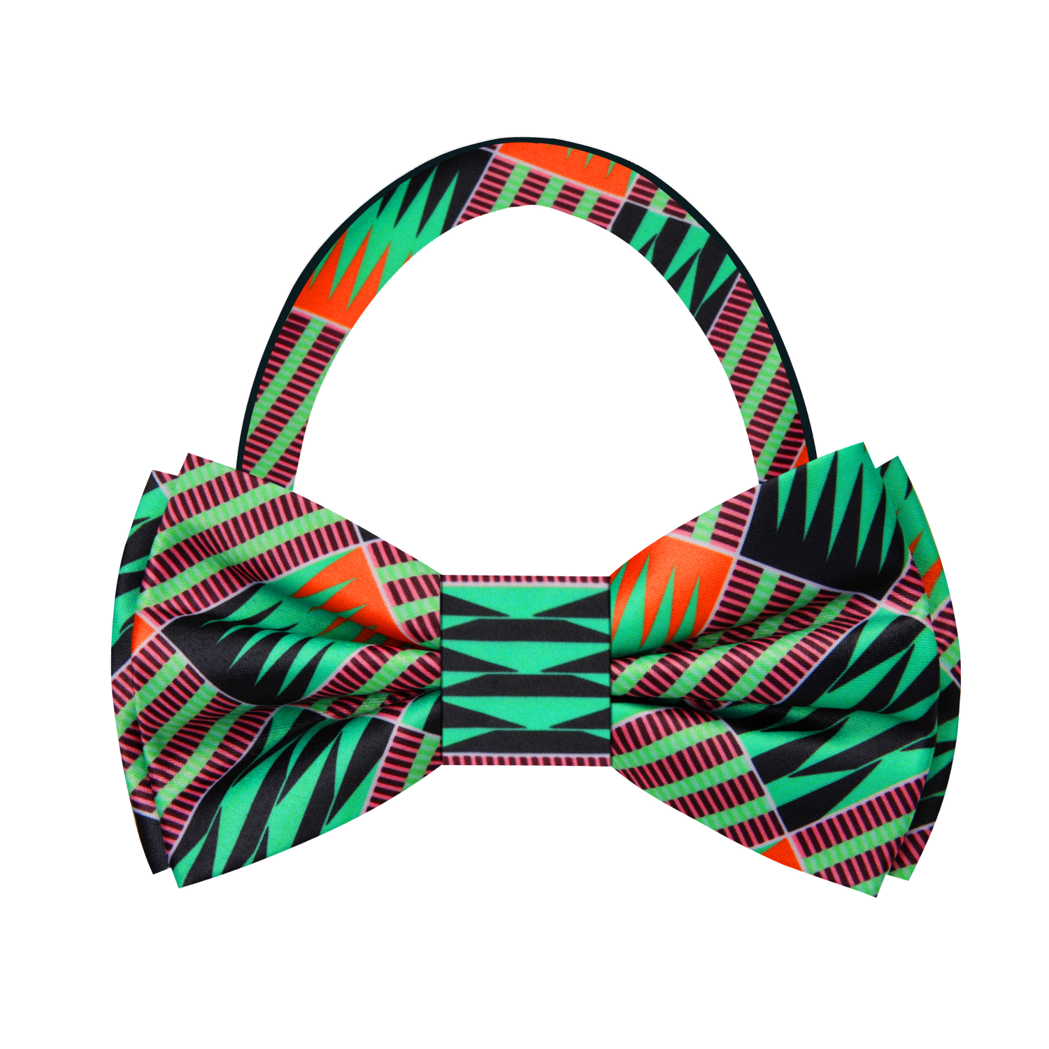 Green, Orange, Red Geometric Bow Tie Pre Tied