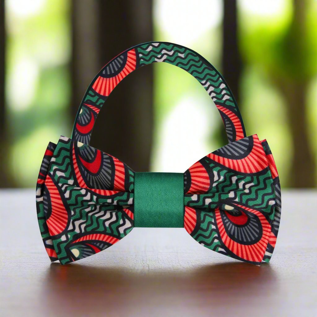 Green Red Abstract Pre Tied Bow Tie