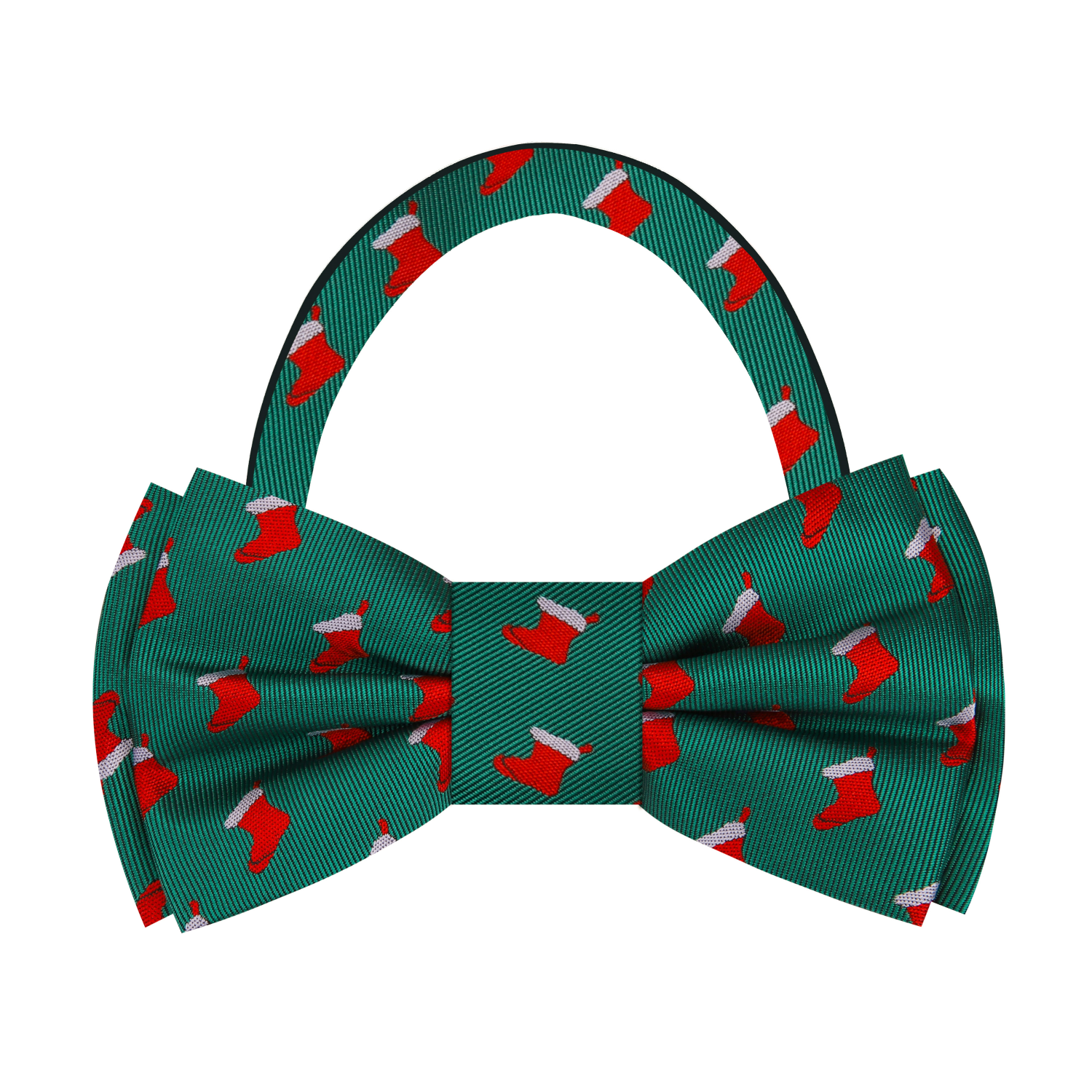 Green, Red Stockings Bow Tie Pre Tied