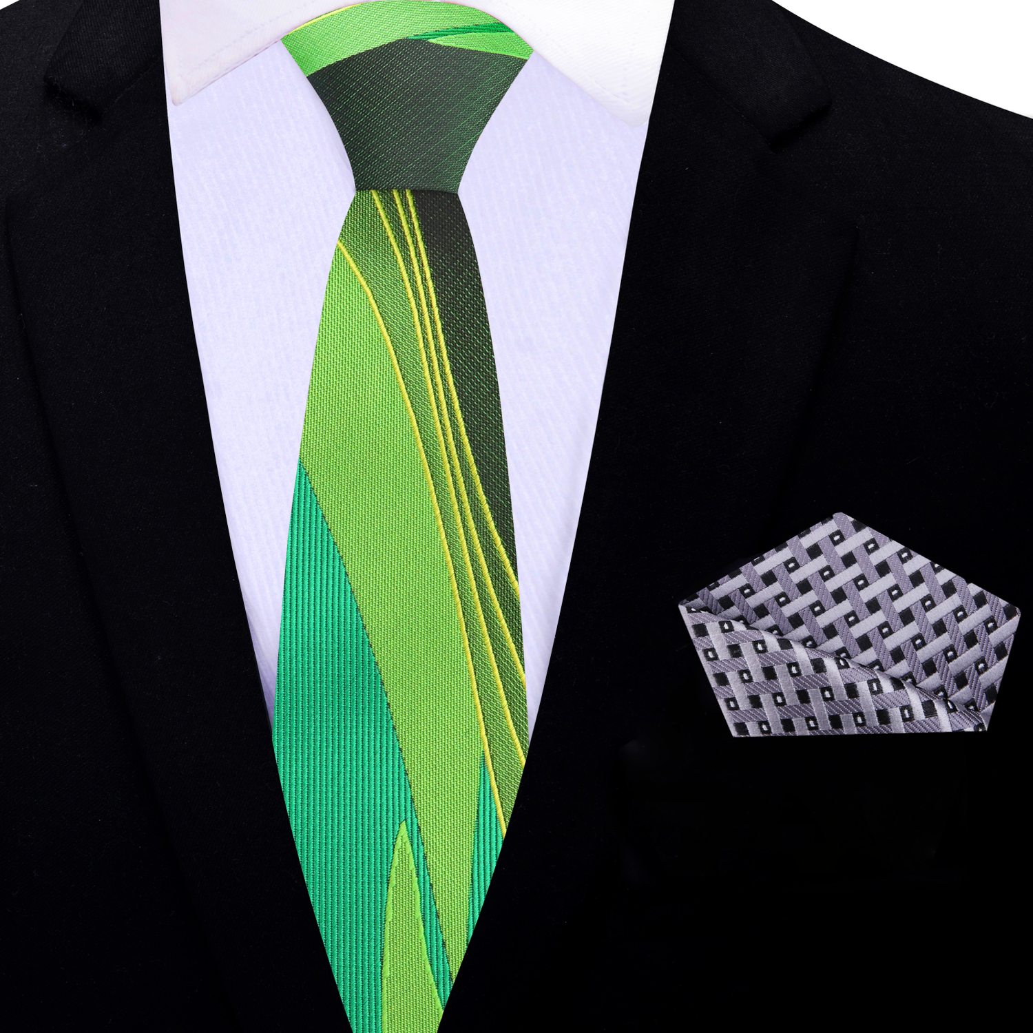 Thin Green Seam Route Tie and Accenting Square 12