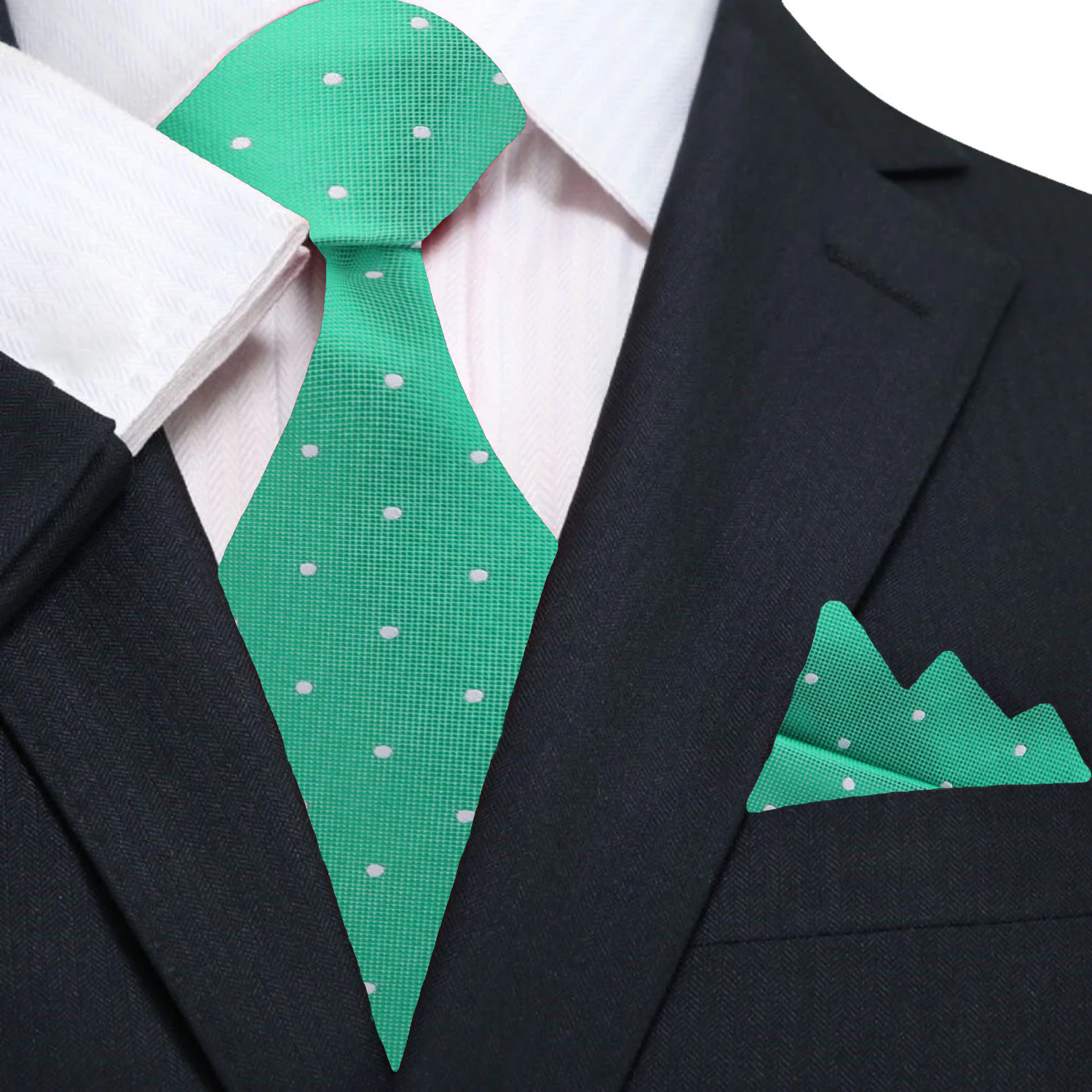Primary Green Polka Tie and Square