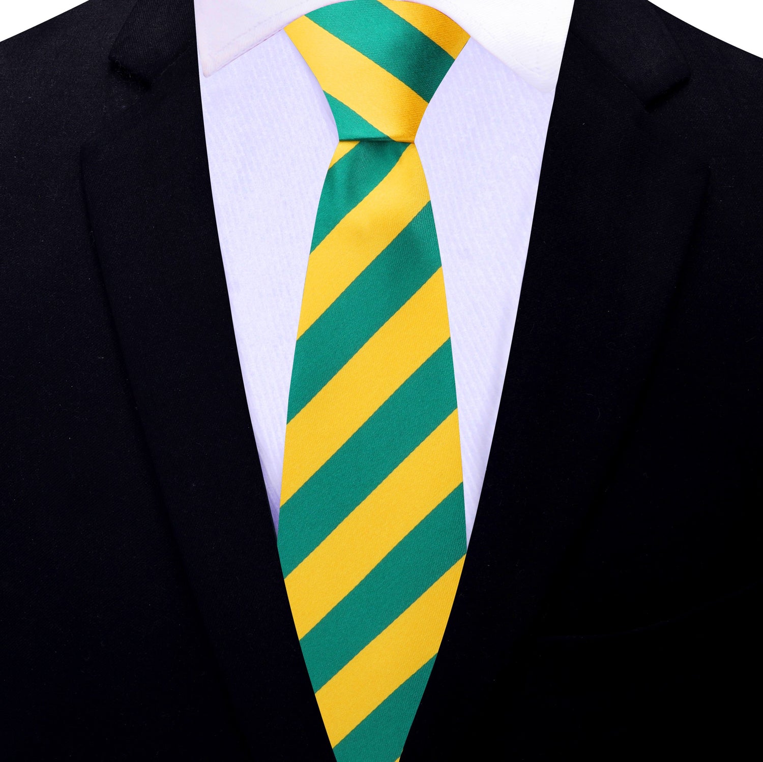 Thin Tie: Green and Yellow Stripe Necktie