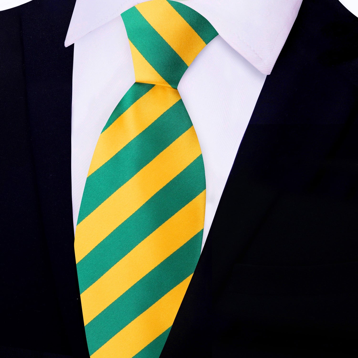 View 2: Green and Yellow Stripe Necktie