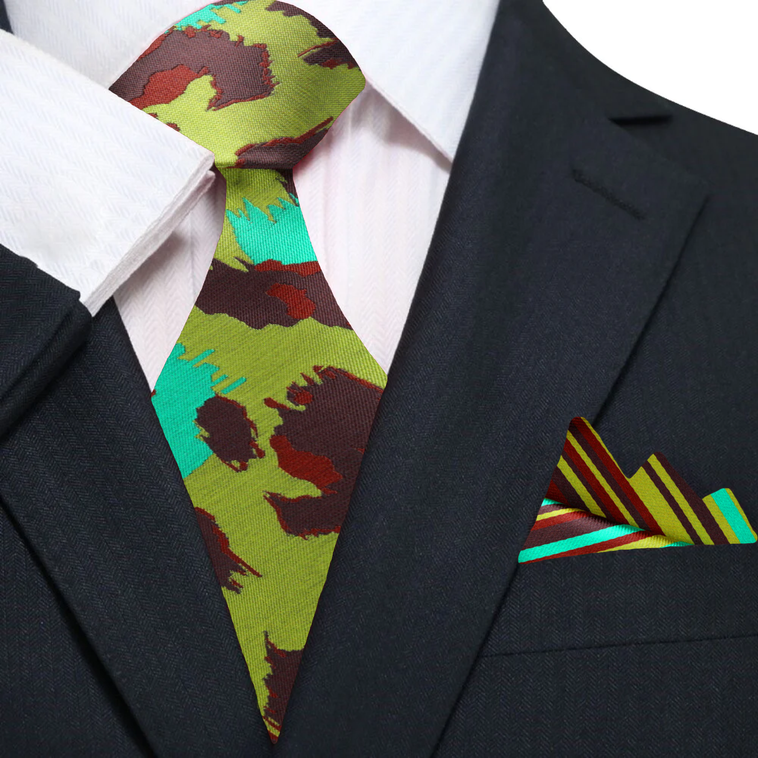 Main Earth Cheetah Tie and Pocket Square