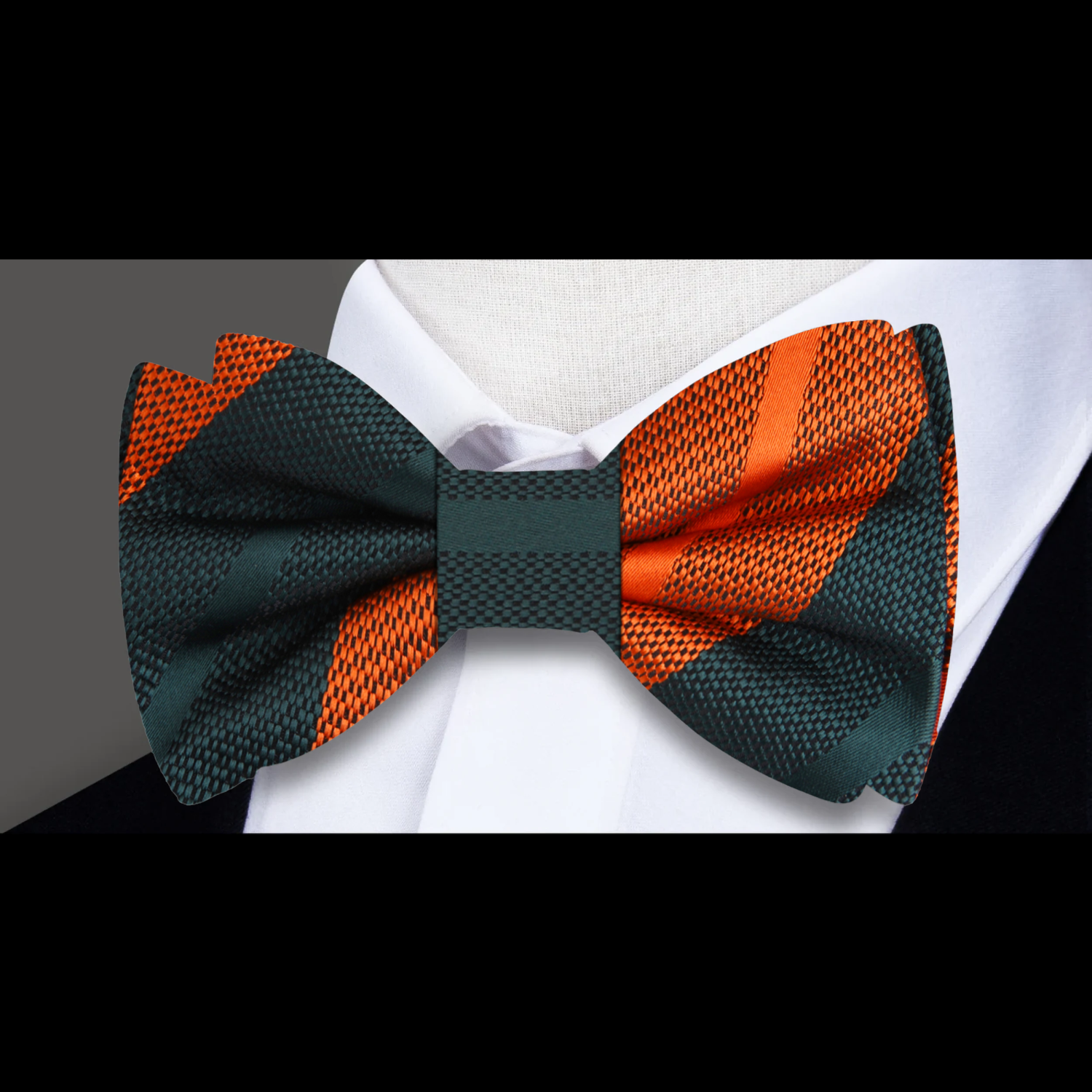 Green Orange Stripe Bow Tie
