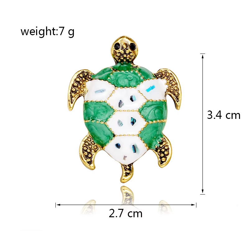 White and Green Sea Turtle Lapel Pin Dimensions