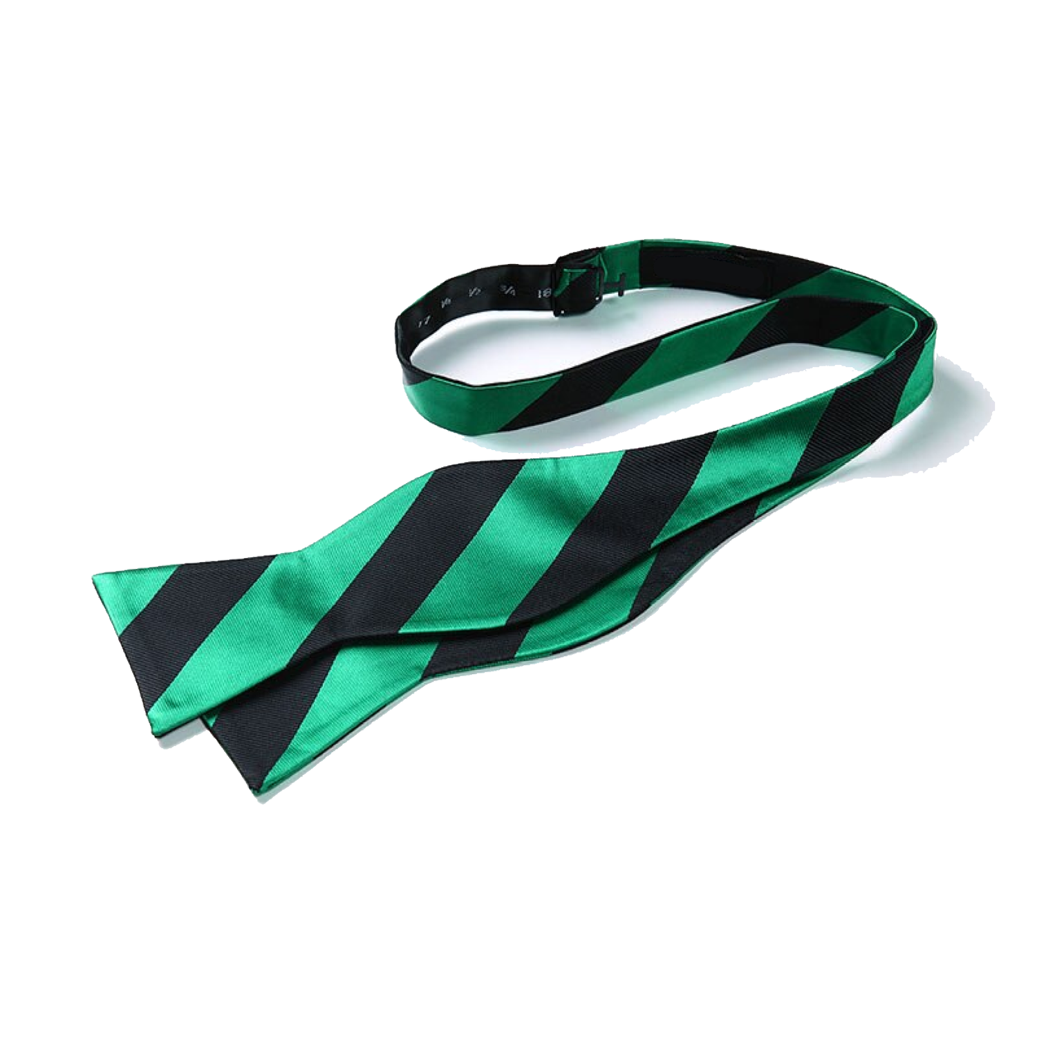 Self Tie: Green Black Stripe Bow Tie and Pocket Square