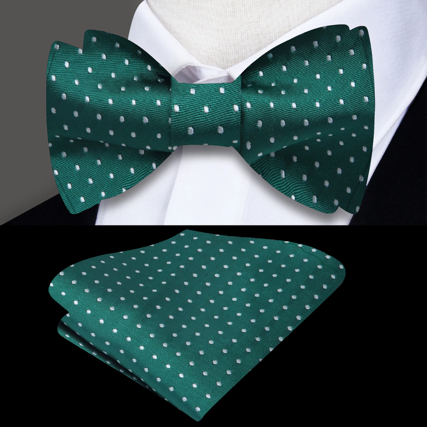 Green and White Polka Bow Tie and Square