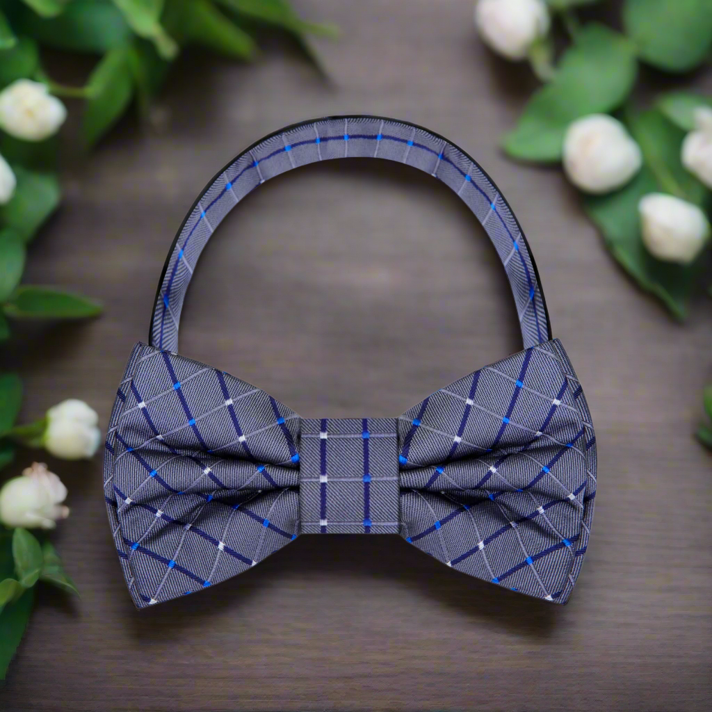 grey Geometric pre Tied Bow Tie