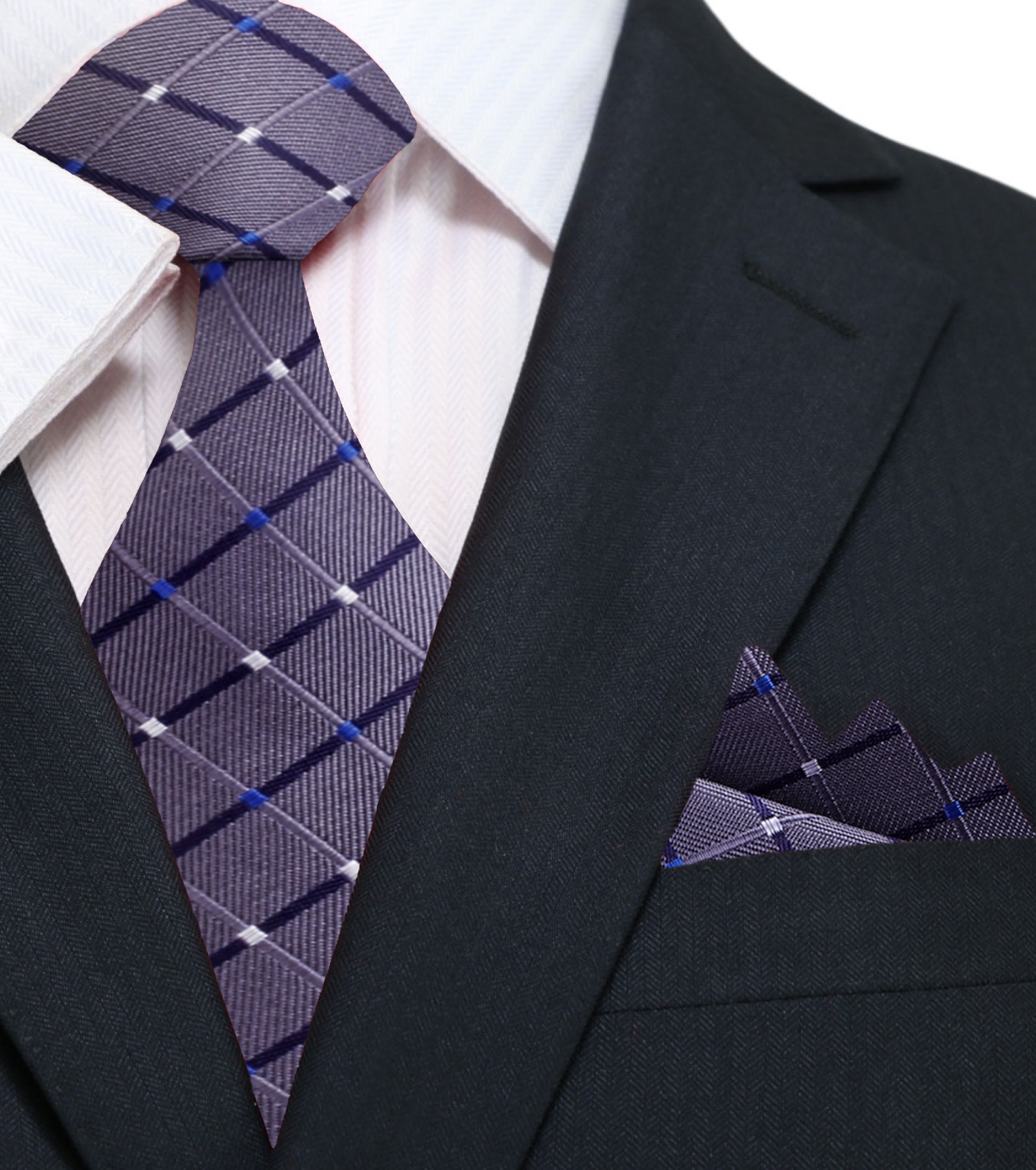 Grey Geometric Necktie and Square