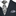 Black suit with a patterned tie and pocket square on a white background