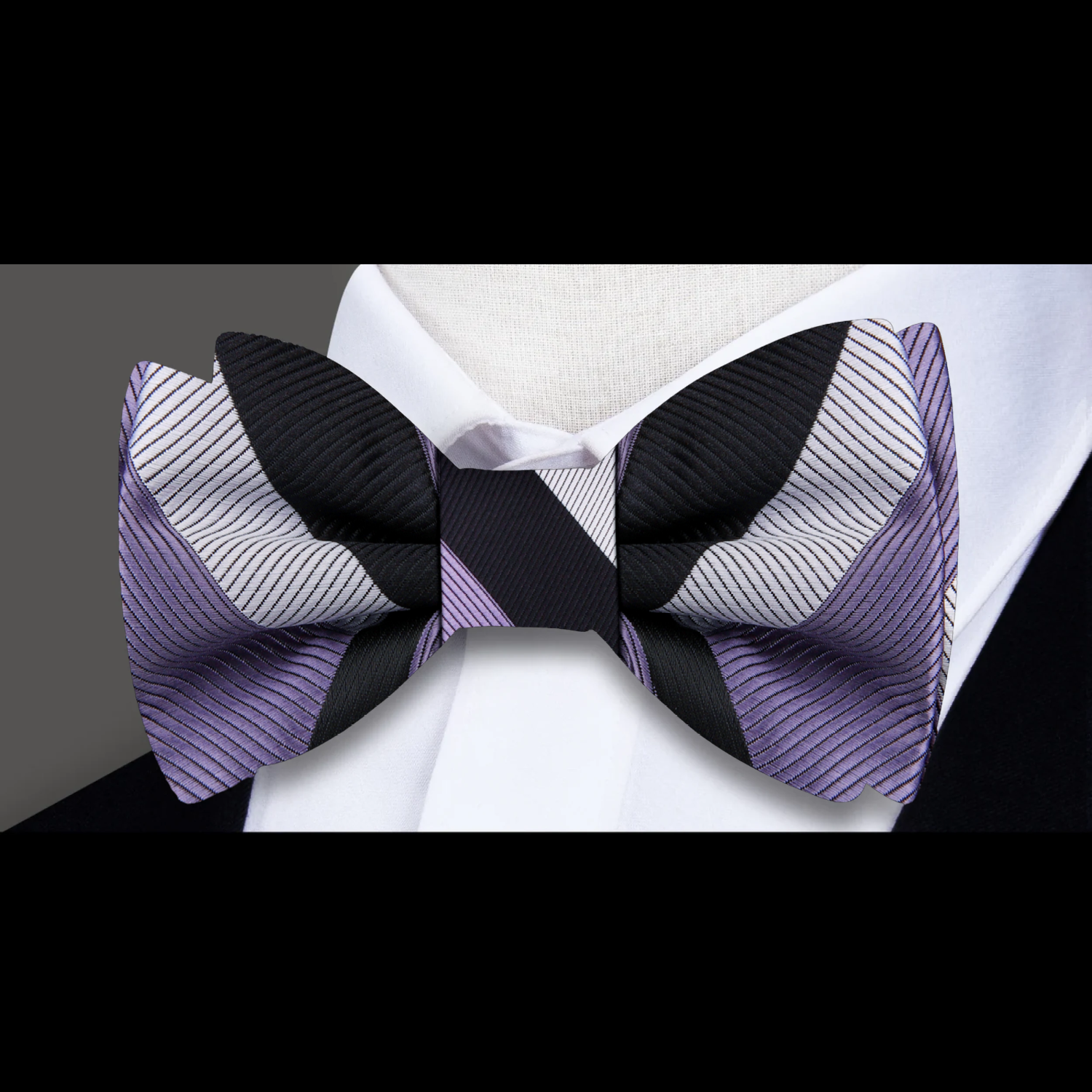 Grey, Black Abstract Bow Tie